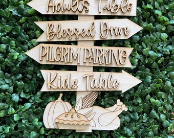 Thanksgiving Turkey Dinner Street sign DIY wood - standing unfinished cut out door hanger wall decor craft supply sign kit blanks wreath