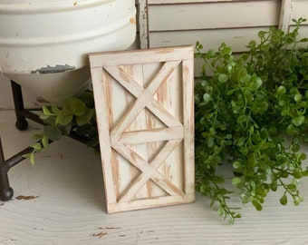 Barn Doors for tiered trays - DIY farmhouse rustic shelf display barn farm cathedral frame cottage home decor vignette
