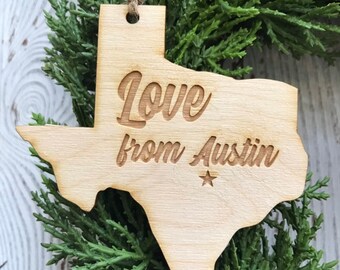 Love from Austin Texas Tag Ornament