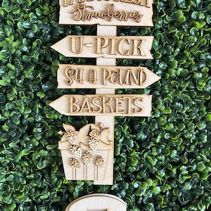 Strawberry DIY wood Street sign - berry Jam fields carton unfinished cut out door wall decor craft supply sign kit blanks wreath sign