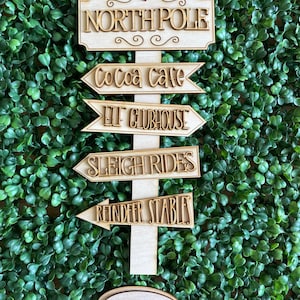 Christmas North Pole Street DIY wood sign - unfinished cut out door hanger wall decor craft supply sign kit blanks wreath