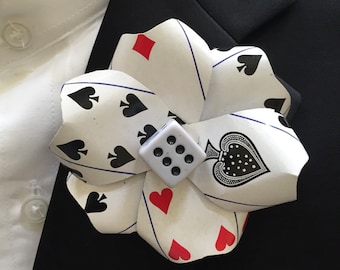 Poker Card Boutonniere - Weddings, Prom, Casino Night, Game night, special event, tie pin, lapel pin, dice