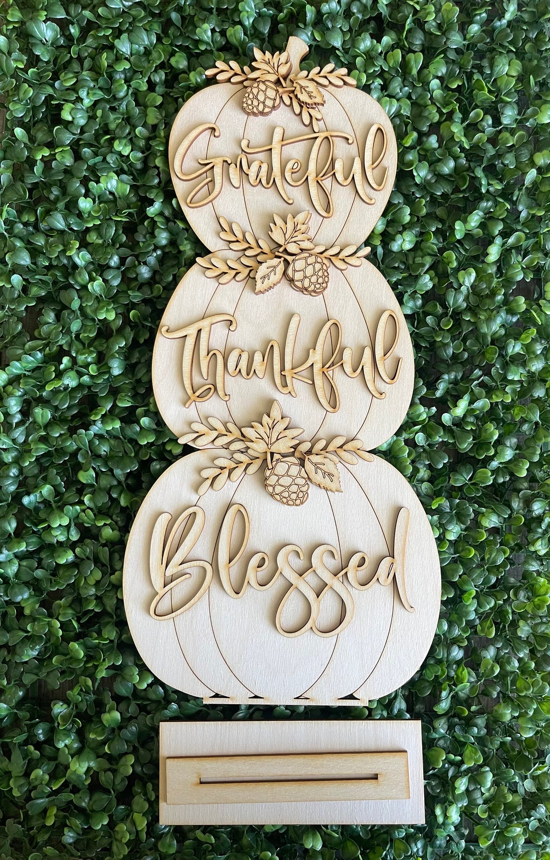 Fall DIY Wood Sign - Grateful Thankful Blessed Stacked Pumpkins ...
