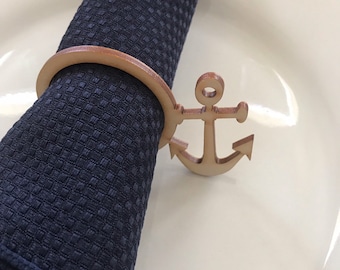 Nautical napkin ring - birch wood anchor holder dinnerware setting
