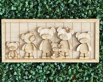 DIY Nursery wood sign - Bear Themed natural Birch neutral children kids