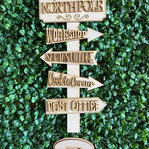 Christmas North Pole Street DIY wood sign - unfinished cut out door hanger wall decor craft supply sign kit blanks wreath