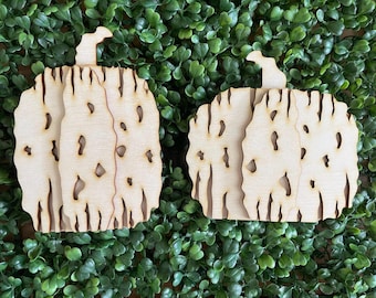 Pumpkin DIY wood sign - Grunge Vintage Rustic Farmhouse unfinished cut out door hanger wall decor craft supply sign kit blanks shelf sitter