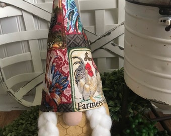 Farmhouse Gnome - Kitchen Dining decor fall autumn rooster tiered tray eggs farm market