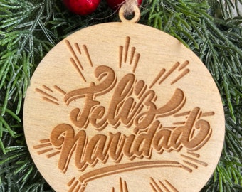 Christmas Ornament - Feliz Navidad Hispanic humor funny white elephant made in USA