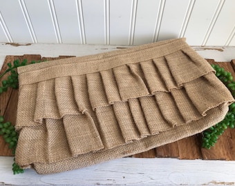 Ruffle Jute clutch - Burlap bag purse handbag