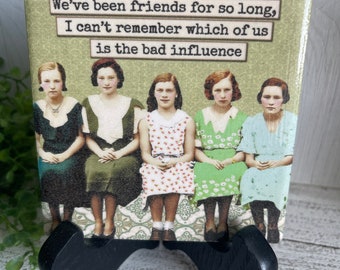 Friendship coaster or home decor 4"x4" - funny sassy housewarming gift favor girlfriend woman