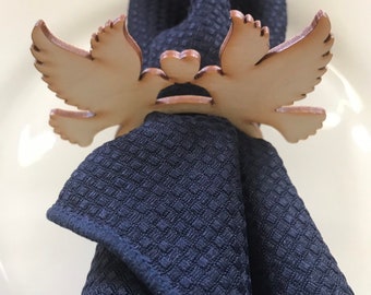 Love Birds napkin ring - birch wood holder dinnerware setting wedding shower