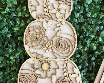 Fall DIY wood sign - Floral Stacked Pumpkins unfinished cut out home decor craft supply sign kit blanks table top standing