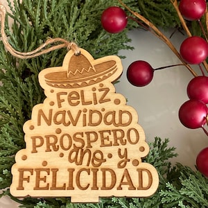Christmas Ornament - Feliz Navidad Hispanic humor funny white elephant sombrero new year made in USA