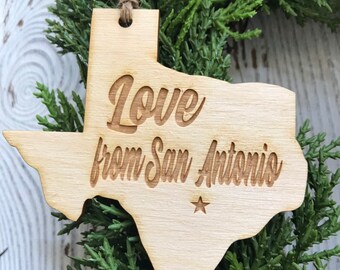 Love from San Antonio Texas Tag Ornament 2023