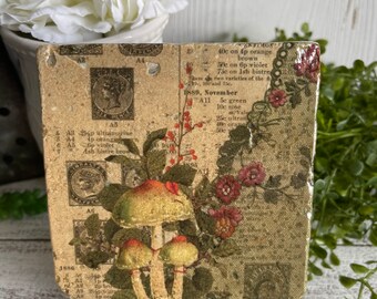 Mushroom coaster or decor -  tiered tray filler centerpiece gift present favor nature fungi woodland garden