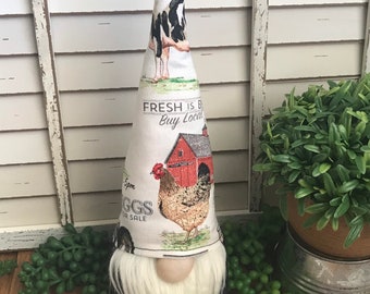Farmhouse Gnome mini- Kitchen Dining decor fall autumn rooster tiered tray eggs farm market