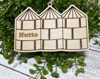 Hutto Texas Tag Ornament - silos City hometown TX souvenir keepsake memory state wood laser engraved welcome gift home