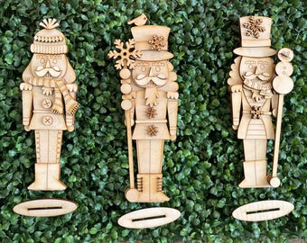 DIY Winter Nutcracker Wood Sign Kit – Unfinished Laser Cutout Set craft supply