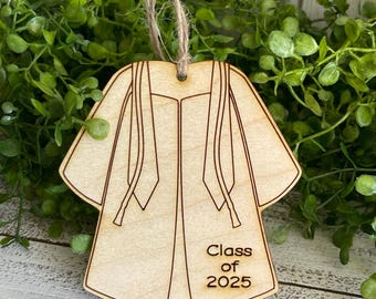 Graduation Tag Ornament - Class of 2025 Graduate souvenir keepsake memory wood laser engraved gift home present