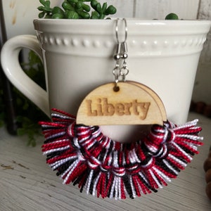 Custom Fringe earrings dangle statement wooden football team spirit jewelry high school tassel jewelry little league homecoming image 5