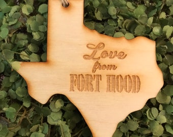 Texas Ornament - Love from Ft Hood army military fob
