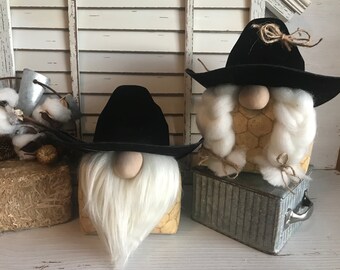Western Cowboy Cowgirl Gnome Set of 2 - Yellow