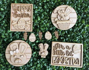 Easter DIY Tiered Tray sign - Eggstra home decor centerpiece vignette craft supply sign kit blanks