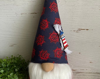Nautical Gnome - Lighthouse ship map Sailing Yacht water blue white seaside boat anchor compass navy beach rowing