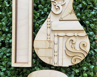DIY Vase wood sign - floral vase unfinished cut out door hanger wall decor craft supply sign kit blanks MOM mother grandma