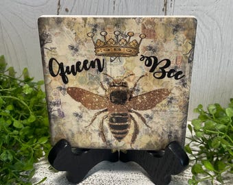 Queen Bee coaster or decor -  tiered tray filler centerpiece gift present favor