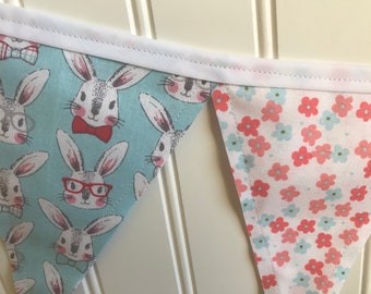 Easter banner / bunting / photo prop / flag / pennant - bunny egg carrot floral