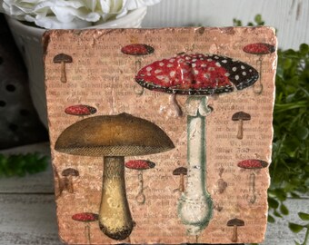 Mushroom coaster or decor -  tiered tray filler centerpiece gift present favor nature fungi woodland garden