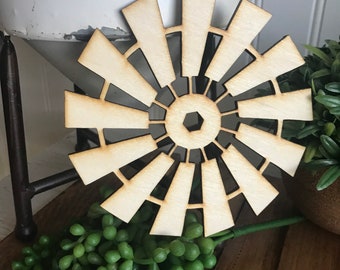 Windmill wood sign for tiered trays - farmhouse rustic shelf display diy barn farm fan Dutch wind