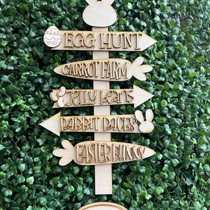 Easter Street DIY wood sign - bunny carrot hunt jelly beans unfinished cut out standing leaner decor craft supply sign kit blanks wreath