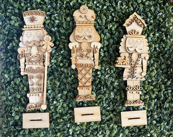 DIY  Wood Sign Kit – Christmas Gingerbread Nutcracker Unfinished Laser Cutout Set craft supply