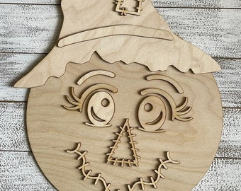 DIY Fall Scarecrow Happy Thanksgiving wood sign - Whimsy colorful Autumn rustic farmhouse blank supply wreath