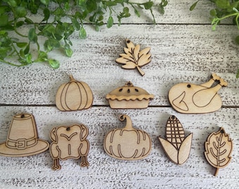 Thanksgiving DYI wood cutouts - embellishments accents blanks craft supply ephemera scrap unfinished fall