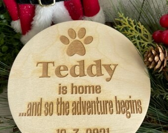 Custom Pet milestone sign - 6 inch wood sign new pet puppy rescue decor photo prop personalized