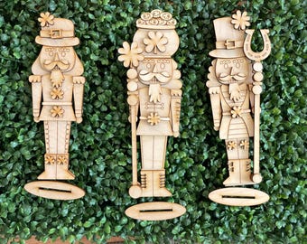 DIY St. Patrick's Day Nutcracker Wood Sign Kit – Unfinished Laser Cutout Set craft supply