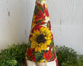 Sunflower Gnome Fall leaves - decor tiered tray kitchen shelf sitter floral