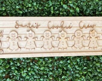 Christmas DIY wood sign - Santa cookie crew gingerbread Bakery unfinished cut out decor craft supply sign kit blanks wreath by