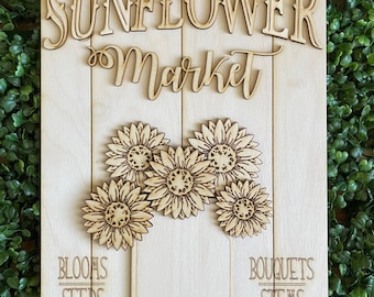 Sunflower Market DIY sign - home decor door hanger round wreath floral supply wreath center blank