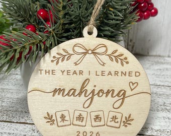Mahjong Ornament  - Year I learned Mahjong Tag charm tile game gift white elephant funny humor girlfriends ladies