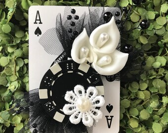 Poker Card Boutonniere - Wedding, Prom, Sweet 16, Casino Night, Poker Chip, Game Night, Special Event