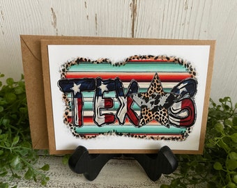 Texas Greeting Card - Blank note card Lone Star State Texan TX sarape Stripe