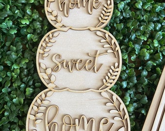 Fall DIY wood sign - Home Sweet Home Stacked Pumpkins unfinished cut out home decor craft supply sign kit blanks table top standing