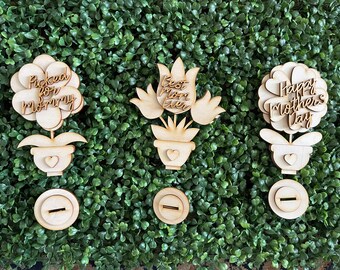 Mothers Day DIY standing signs - Mini standing signs Spring Tulips flowers home decor floral pot plant