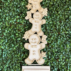 Christmas Gingerbread Man Stacked Sign DIY wood sign - unfinished cut out door hanger wall decor craft supply sign kit blanks wreath