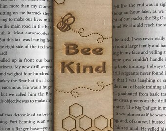 Bee bookmark - wood Reading Book Library lover to Bee kind